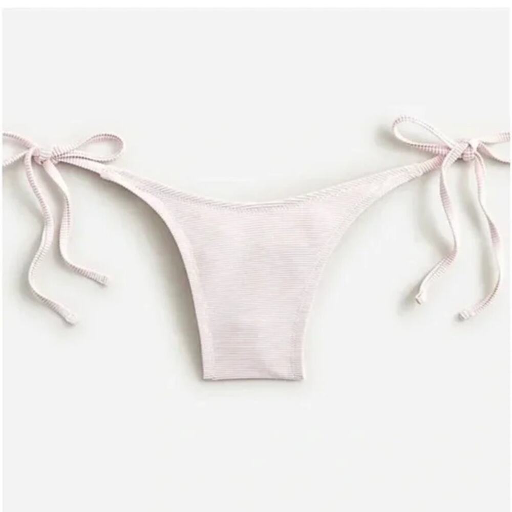 New J. Crew Pink Ribbed Side Tie Cheeky Bikini Swim Bathing Suit Bottom Medium